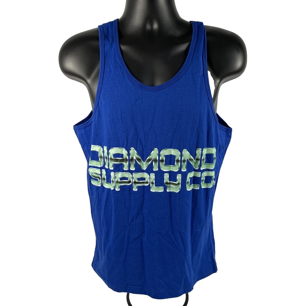 New Mens Diamond Supply Company Tank Top Size Small NWOT Blue Double‎ Sided